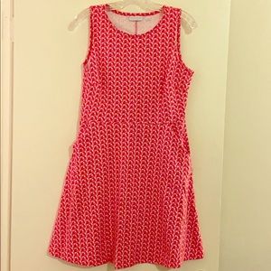 New York & Co Pink Patterned Dress With Pockets